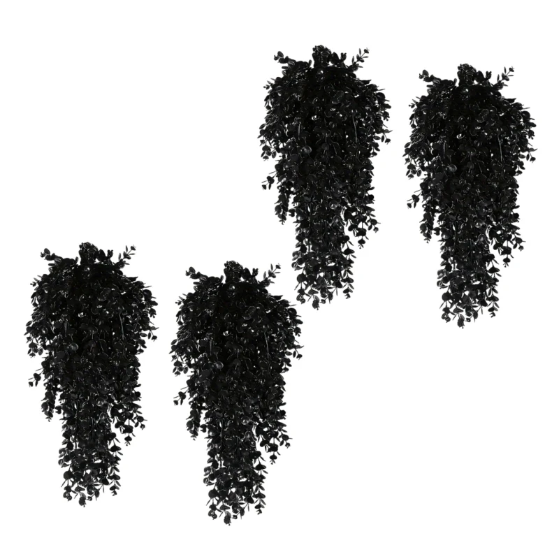 367A 4Pcs Black Halloween Party Decoration Halloween Black Inverted Tree Decors for Haunting Celebration Embellishment