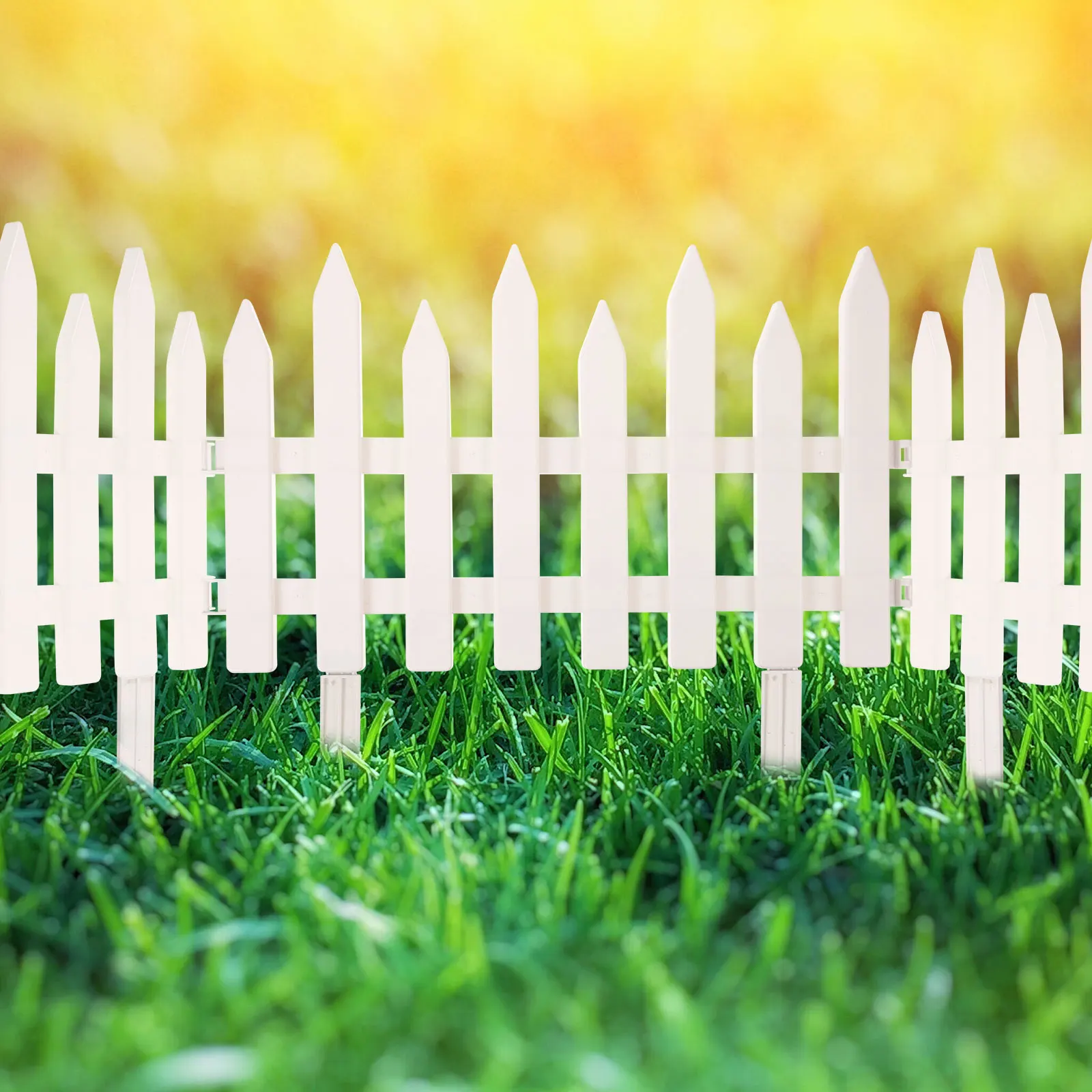 

4 pcs White Plastic Garden Fence 50x42cm Decorative Outdoor Lawn Edging for Villa Courtyard Flower Beds Driveways Paths Lawns