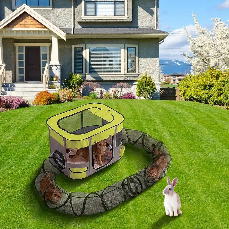 

Cat Outdoor Tunnel Enclosed Small Animals Playground Enclosures Easy Setup Kitten Playground Bored Cat Play Toy For Yard Balcony