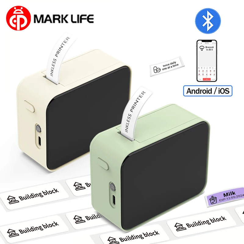 طابعة الملصقات الحرارية Marklife P15 طابعة لاصقة لاسلكية مماثلة لآلة وضع العلامات Niimbot D110 D11 المتنقلة للعلامات المنزلية #1