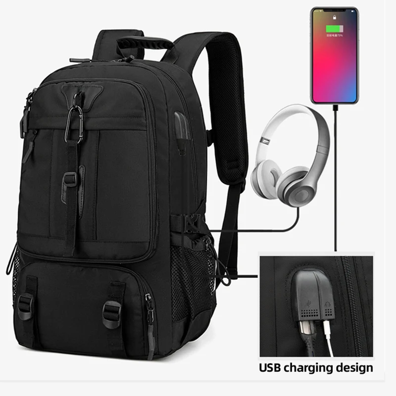 

Gym Fitness Bag for Men Expandable USB Sports Bags with Shoes Pack Outdoor Camping Hiking Clibing Backpack Large Laptop Rucksack