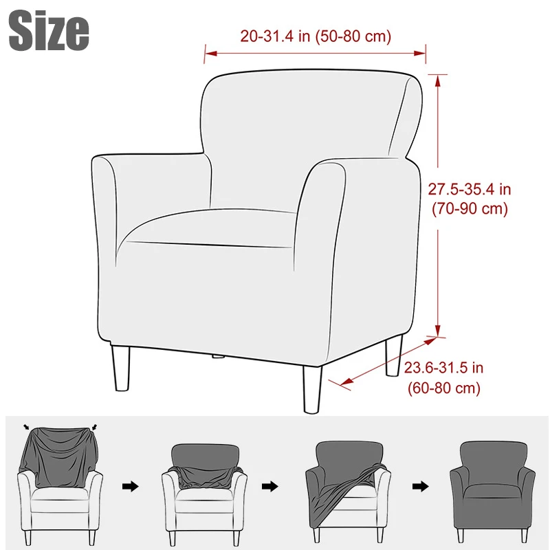 Twill Jacquard Small Sofa Cover Stretch Spandex Club Armchair Slipcovers Elastic Single Couch Covers for Study Bar Living Room