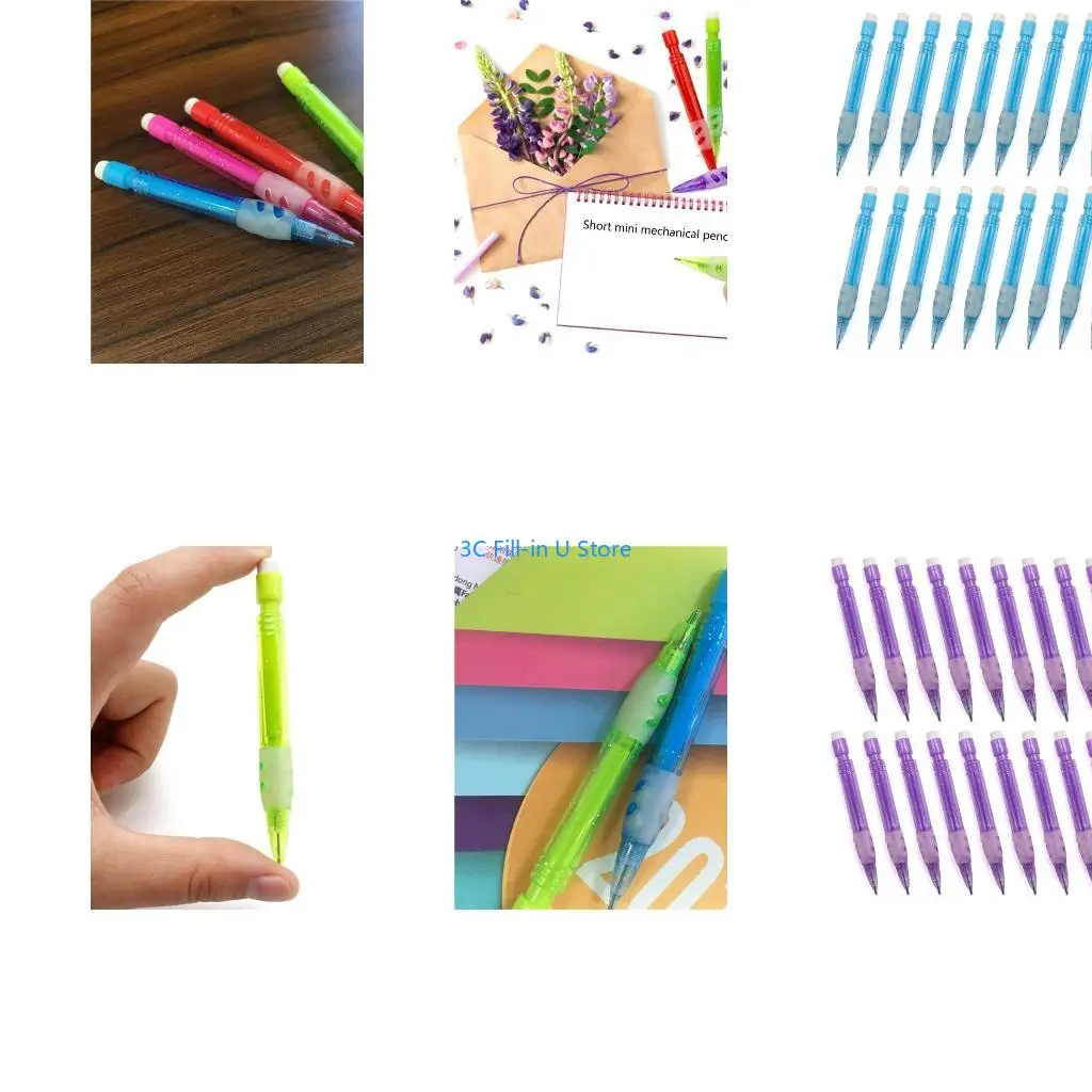 G8TA 20Pcs Small Automatic Pencil with Small Eraser 0.7MM Mechanical Pencil Automatic Drafting Pencil for Writing Drawing