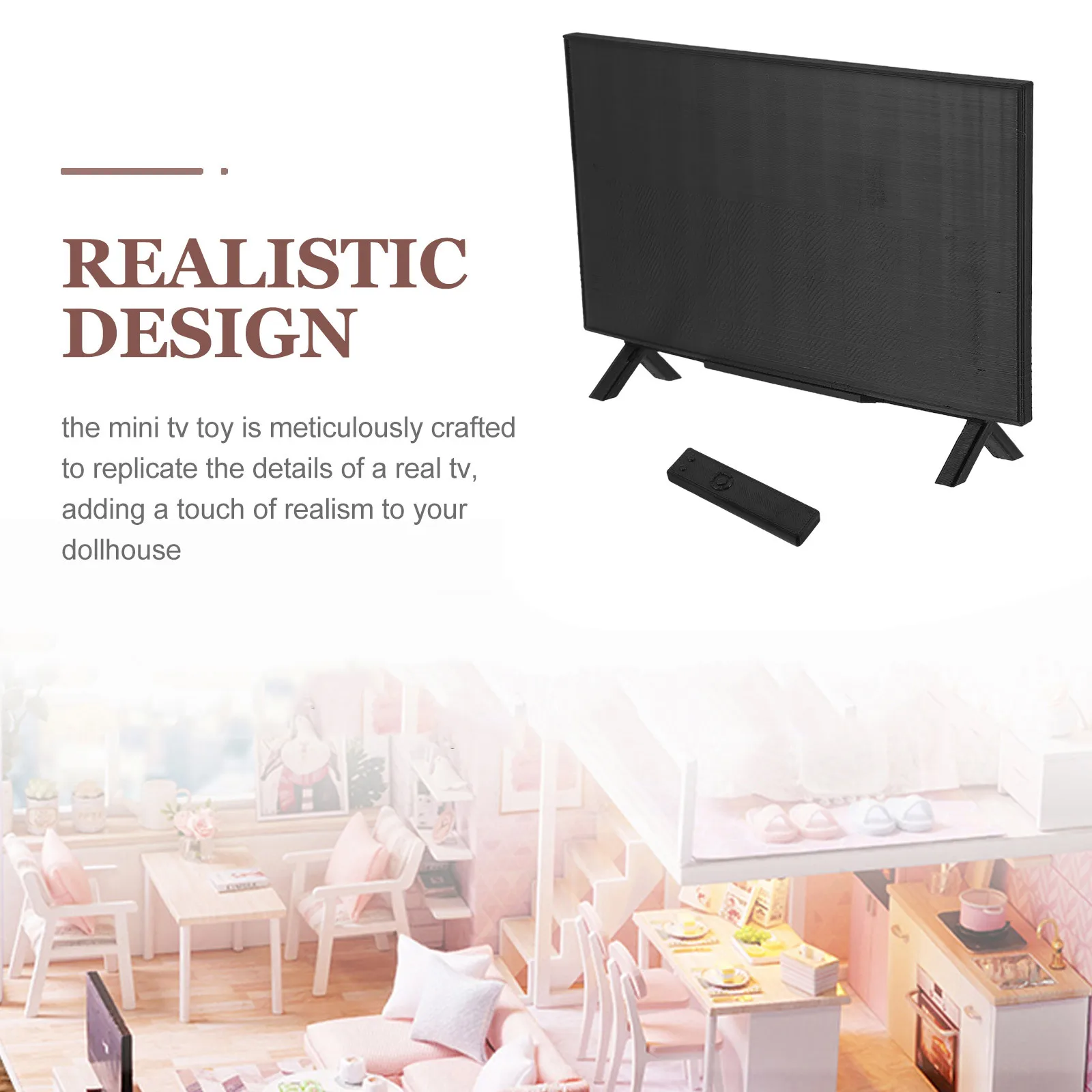 2Sets Miniature Dollhouse Realistic Retro Mini Television 1:6 Scale Dollhouse Furniture Accessories for Creative Play Scenes