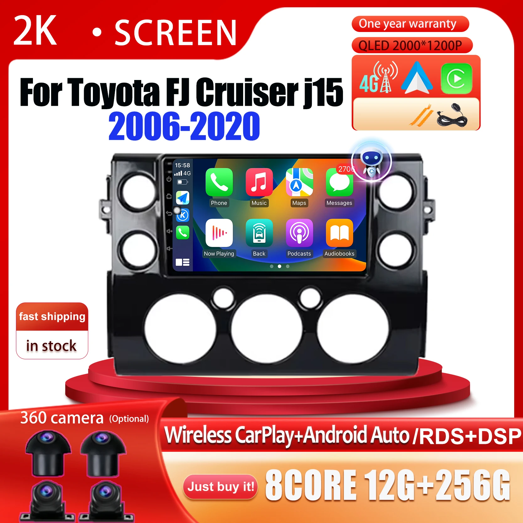 

Carplay Android 14 For Toyota FJ Cruiser j15 2006 2007 2008-2020 Auto Radio Stereo Player Multimedia GPS Navigation Tools