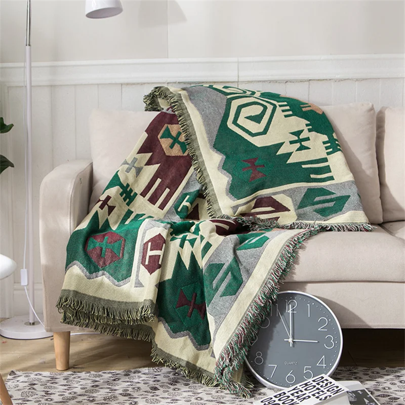 Aztec Throw Blanket 51x71 in Reversible Mexican Decorative Farmhouse Stylish Boho Blanket Throw Suitable for Couch Chair Outdoor