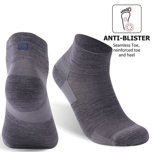 Imagen 2 del producto ZEALWOOD Calcetines para correr de lana merina para hombre y mujer, calcetines deportivos con cojín antiampollas, tenis ultraligeros, 1/3 pares