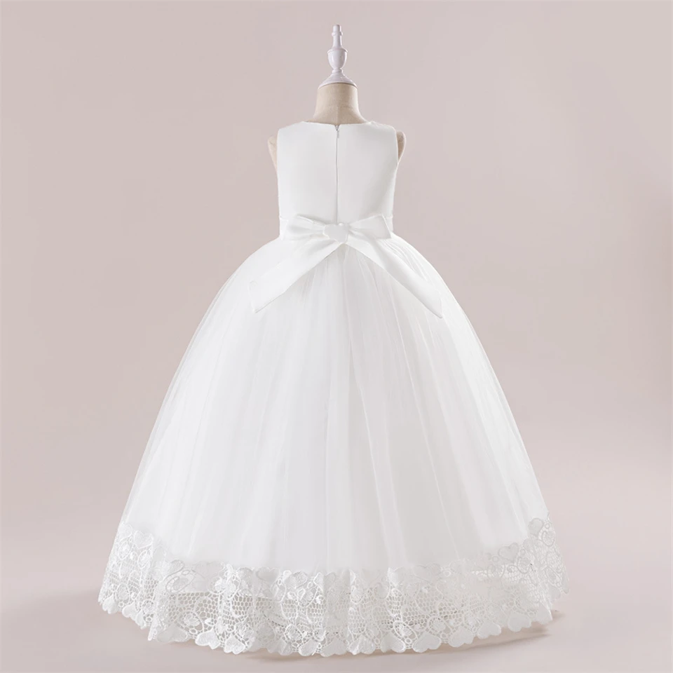 Luxury Little Girls First Communion Party Dresses Flower Girl Weddings Elegant Dresses for Girls White Evening Children Clothing