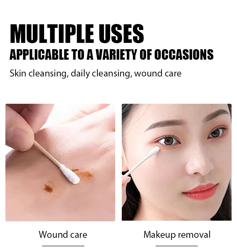 3/5/8/10Packs Disposable Double Ended Cotton Swabs Household Makeup Removal Ear Digging Hygiene Cleaning Cotton Swabs