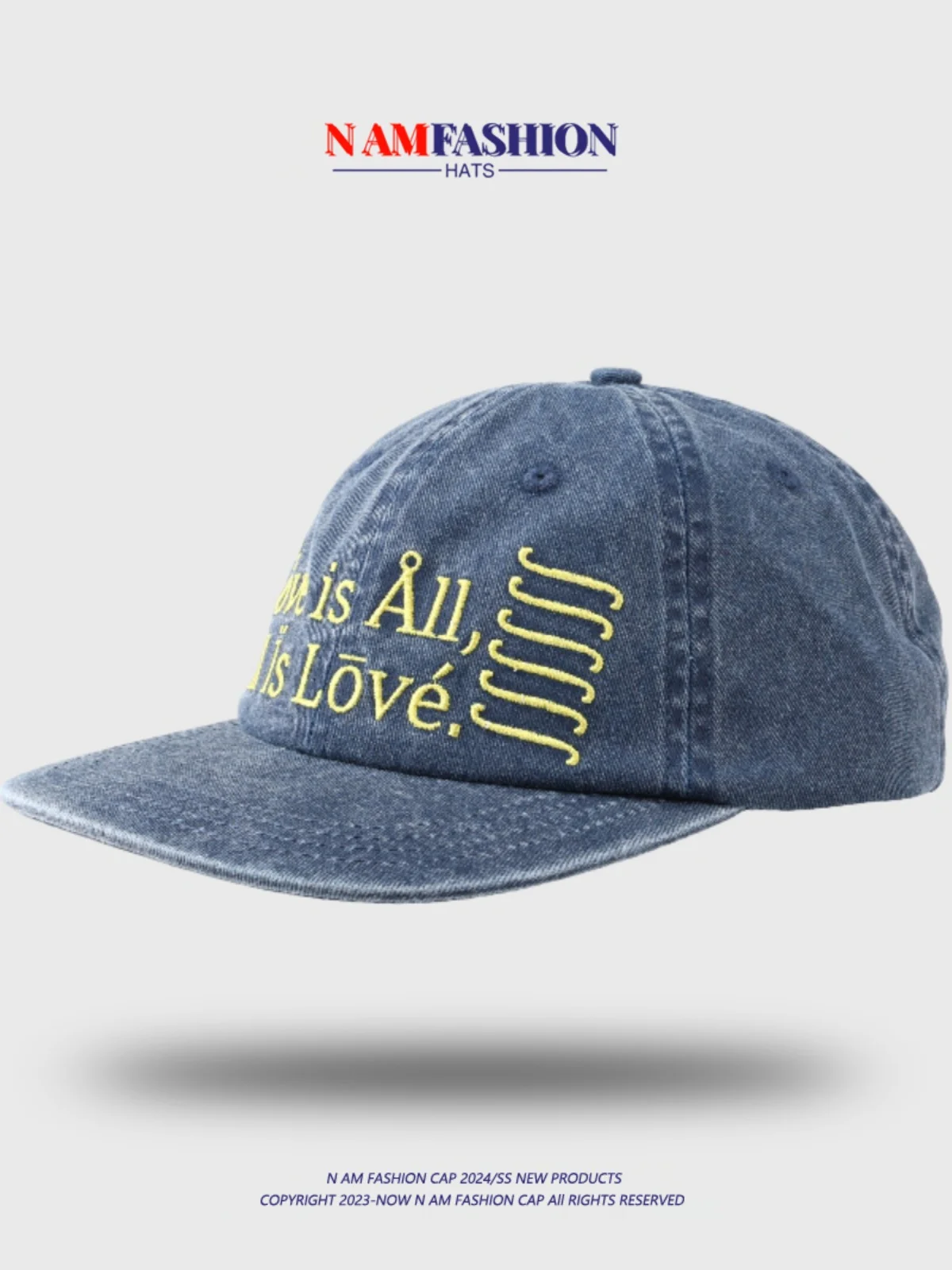 

Washed Cotton Distressed Letters Embroidery Flat Brim Peaked Cap Female Korean Street Fashion Brand Matching Baseball Cap