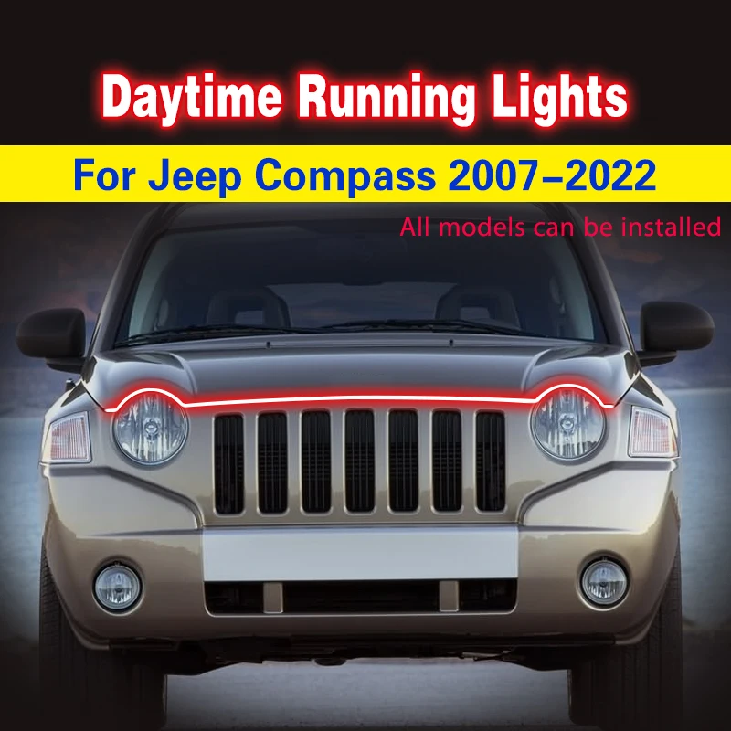 

1pcs LED For Jeep Compass 2007-2022 LED Daytime Running Light Waterproof Flexible DRL Lamp Universal Decorative Ambient Lamp 12V