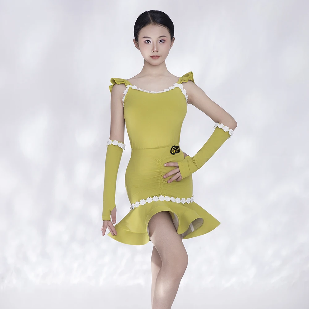 Kinder Mädchen Samba Lateinamerikanisches Tanzkleid Wettbewerb Gesellschaftstanz Salsa Tango Fransen Quasten Standard Übungskostüm Kinderanzug – Detail 3