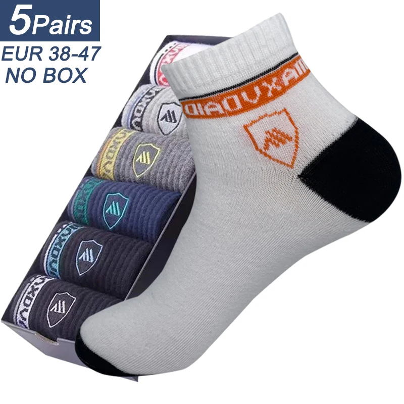 

Brand 5 Pairs Of Thin Summer Breathable Boat Socks Plain Color Mens Casual Socks Breathable Sweat Absorbing Socks EUR38-47