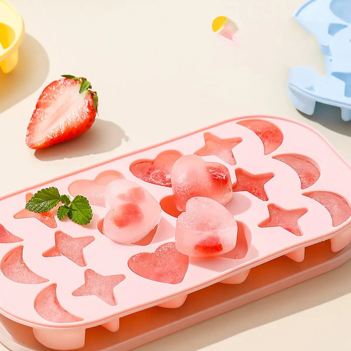 1 Piece of 18 Grid Silicone Ice Grid Heart-shaped Star Moon DIY Mold with Cover Soft Bottom Ice Cube Mold - view 2