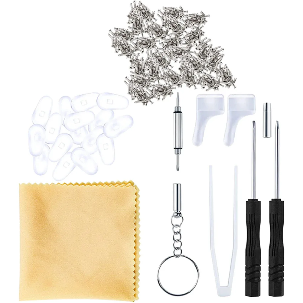 

1Set Complete Glass Repairing Accessories Kit with Anti-Slip Nose Pads Replacement Parts and Portable Screwdriver for Eyewear