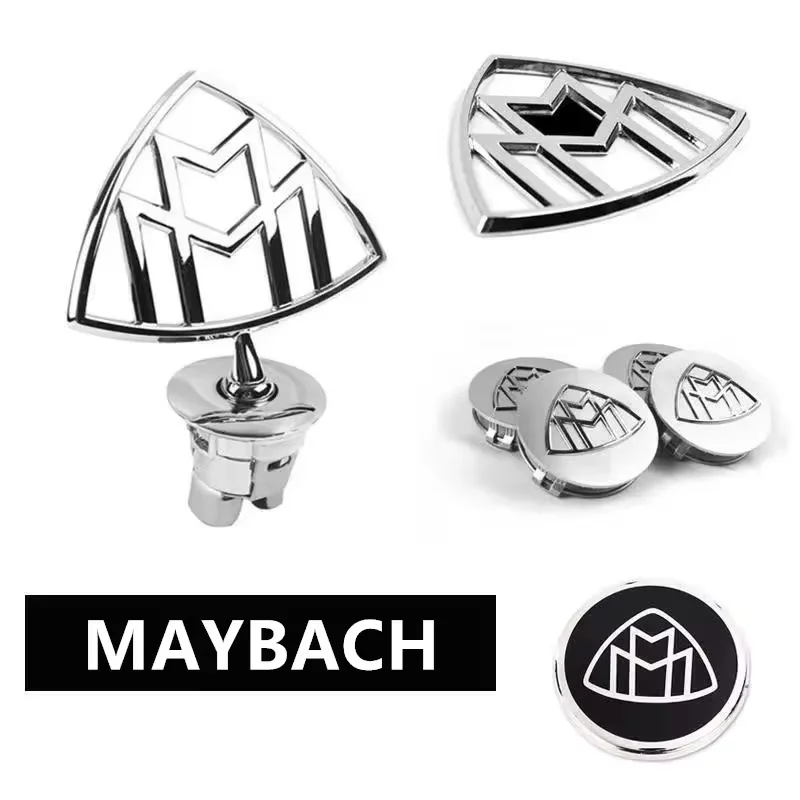 Car Wheel Cap Steering emblem Shell Sticker Chrome Emblem For Maybach Hood Lay Stand Logo S500 S600 V12 Side Fender Trunk Badge