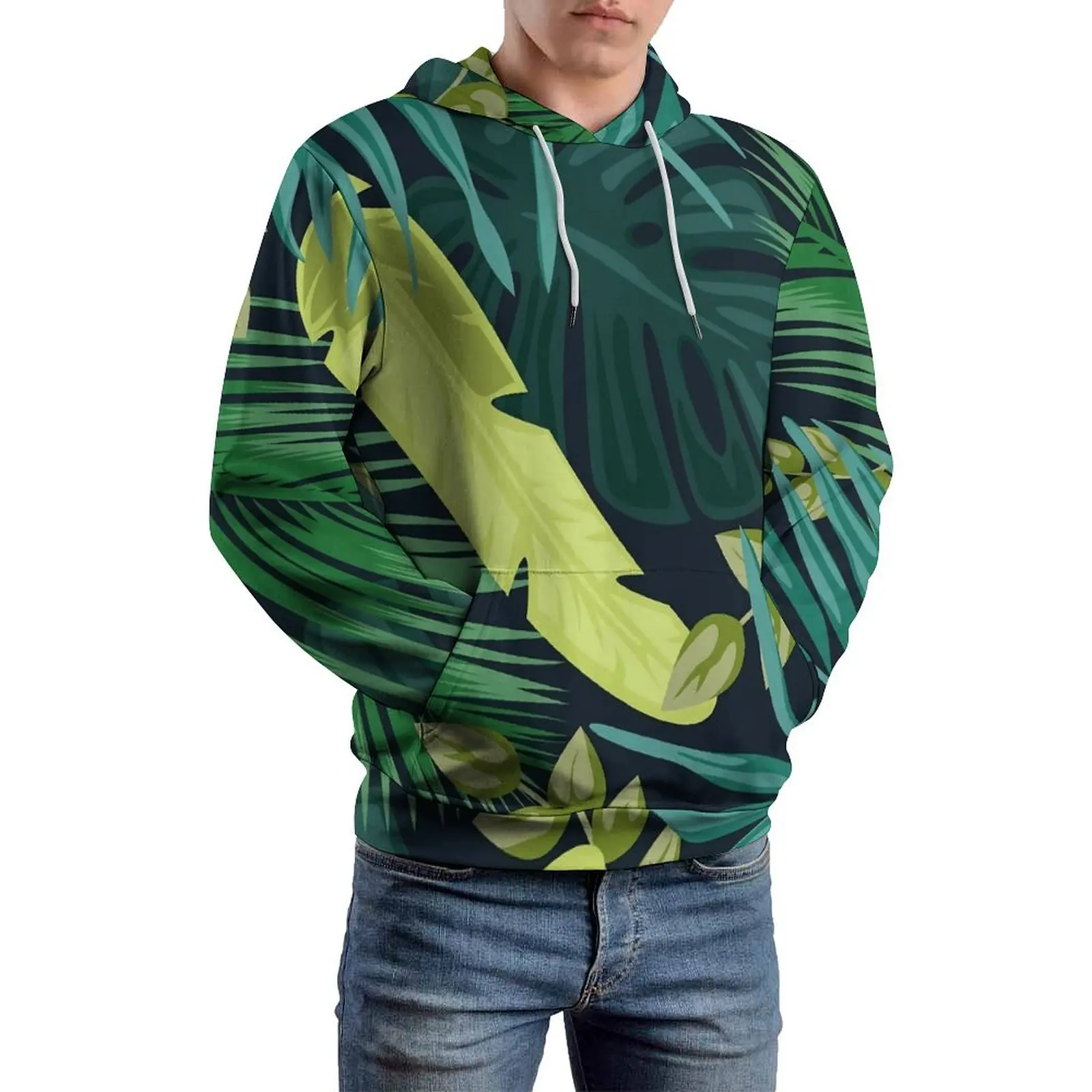 Tropical Jungle Loose Hoodies Flowers Art Modern Hoodie Male Long Sleeve Oversized Korean Fashion Graphic Sweatshirts