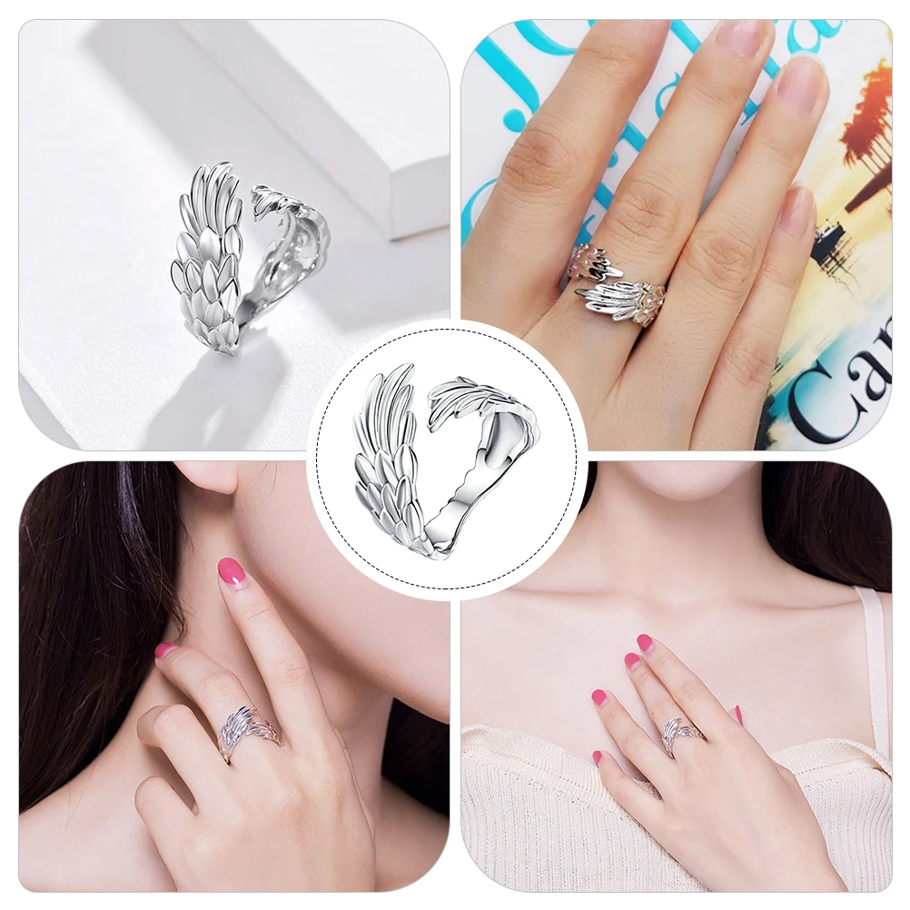 

Adjustable Open Ring Women S925 Sterling Silver Fashion Gift Evening Party Daily Wear Prom Elegant Wing