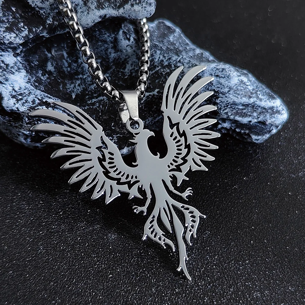 Trendy Phoenix Pendant Necklace for Women Girls Stainless Steel Gold Color Neck Chain Choker Lucky Bird Jewelry Gift