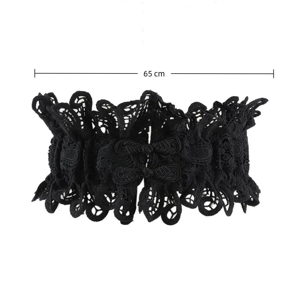 أزياء من الدانتل تنورة الدانتيل حزام الخصر بلون Y2K مشد أحزمة واسعة القماش فستان الزخرفية حزام الخصر