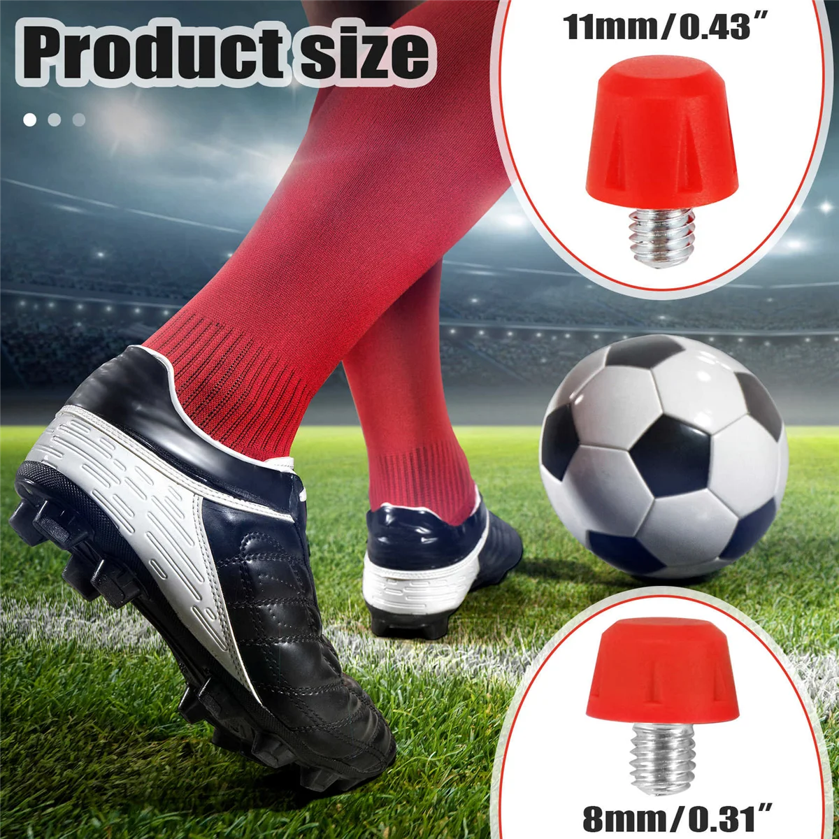 

ABAZJ 12Pcs Football Boot Studs Non Slip Thread Screw M6 Professional Replacement Spikes SG to AG for Adidas Red