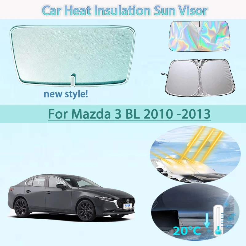 車のフロントガラスサンシェード断熱サンバイザー夏冷却アクセサリー-mazda3-bl-2010-2011-2012-2013-折りたたみ式
