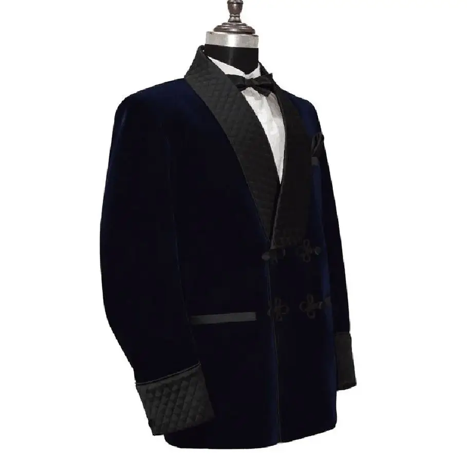 Velveteen Men\'s Suit Jacket Fashionable Chinese Knot Button Large Lapel Male Blazer Single Piece