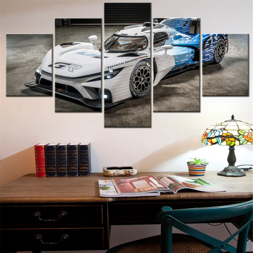 5 Pieces Canvas Wall Arts Poster Painting Cars Racing Concept 2025 Wallpaper Home Decor Picture Printing For Living Room Artwork