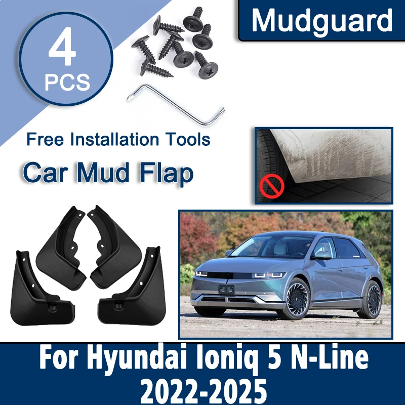 

Auto Fenders For Hyundai IONIQ 5 Accessories N-Line 2025 2024 2022-2026 4PCS Car Mudguards Anti-scratch Mud Flad Mudguard Fender
