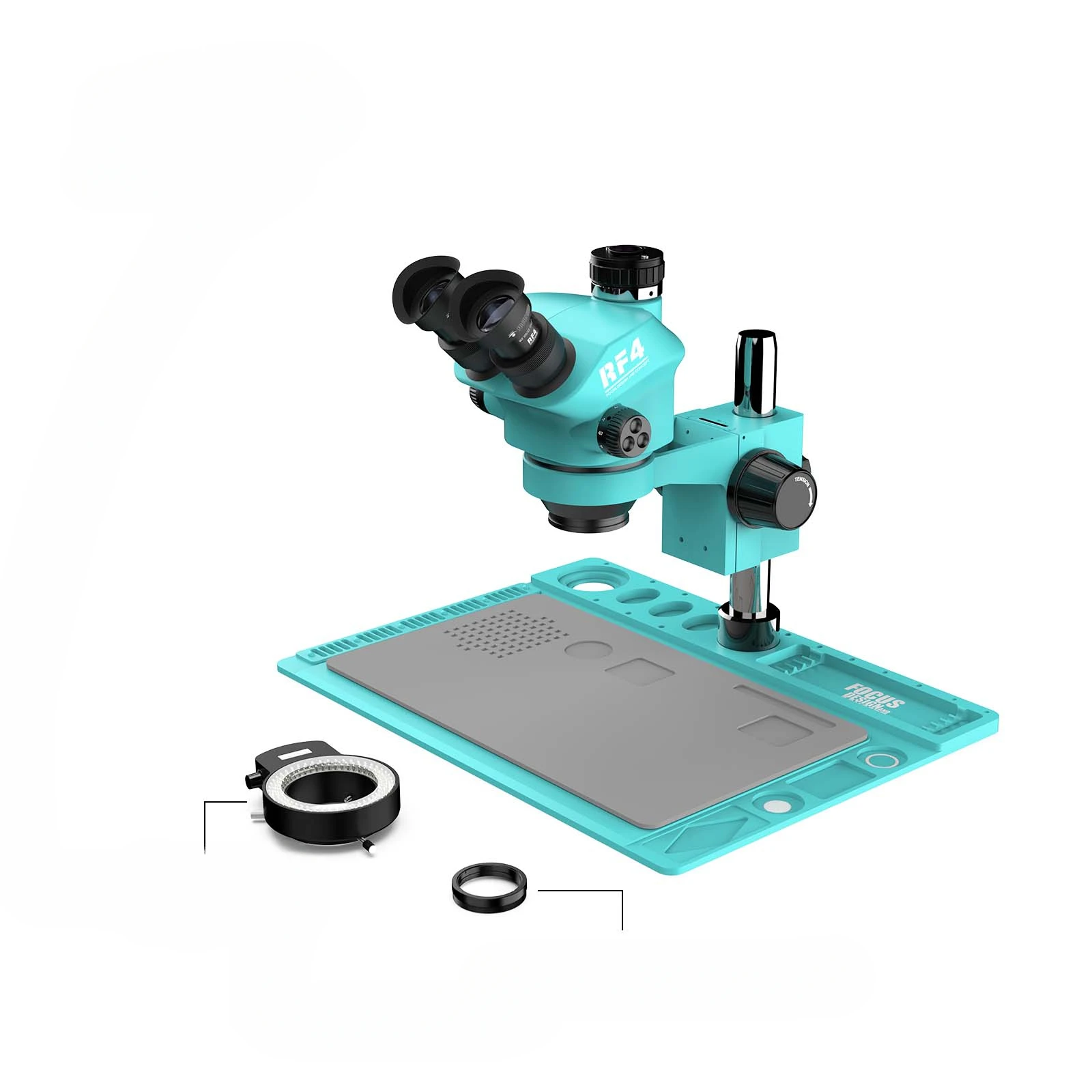 RF4 7-50X Trinocular Industrial Zoom 2K HDMI Camera Electronic Repair Microscope 10.1 Inch Monitor RF7050TVD2-2KC2-S010