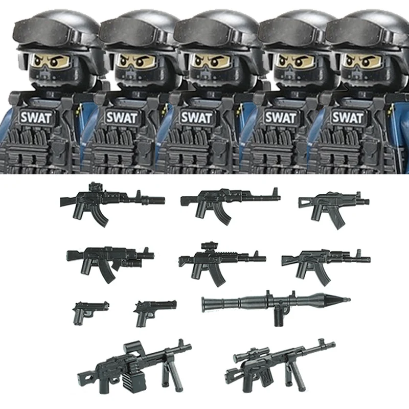 Militär Figuren Aufruf Polizei Soldat Bausteine Stadt Kommando Special Forces SWAT Waffen Weste Ziegel Kinder Spielzeug Geschenk