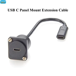 10Gbps USB 3.1 C Female to Female Cable Flange Chassis Panel Mount 100W USB Type C Bulkhead Adapter for Charging & Data