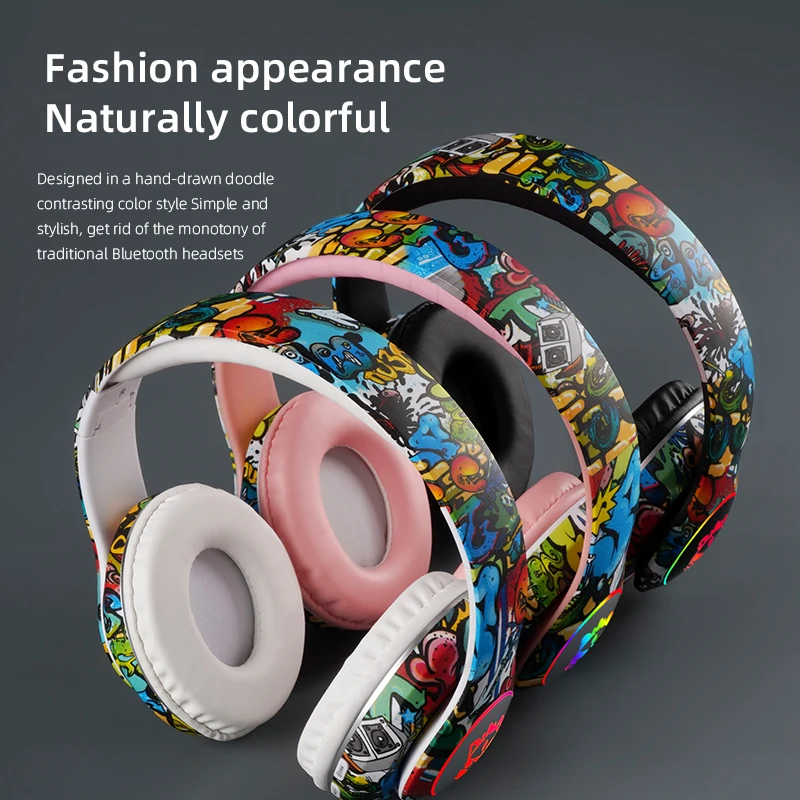 

Wireless Headphones Bluetooth With Mic Flash Light Earphone Stereo Music Game Sports Foldable Headset For Kids Girls Boys Gift