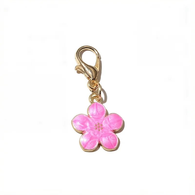 10pcs Lobster Clasp with Enamel Flower Charms