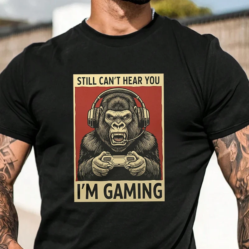 

Men's Graphic Print T-Shirt Still Can’t Hear You I’m Gaming Fashionable Casual Street Style Travel And Sports Tee