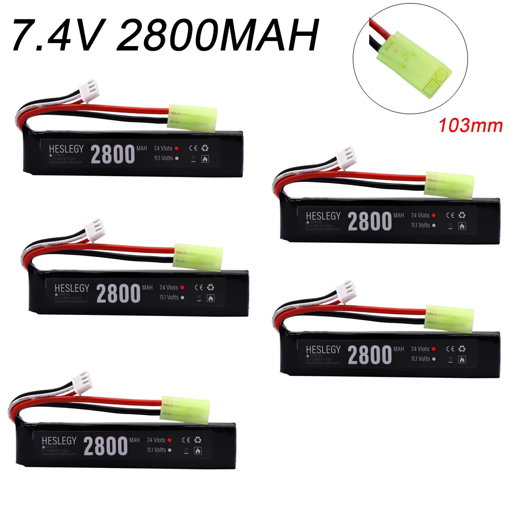 

7.4V 2800mAh Lipo Battery for Water Gun 2S 7.4V battery for Mini Airsoft BB Air Pistol Electric Toys Guns Parts Tamiya Plug