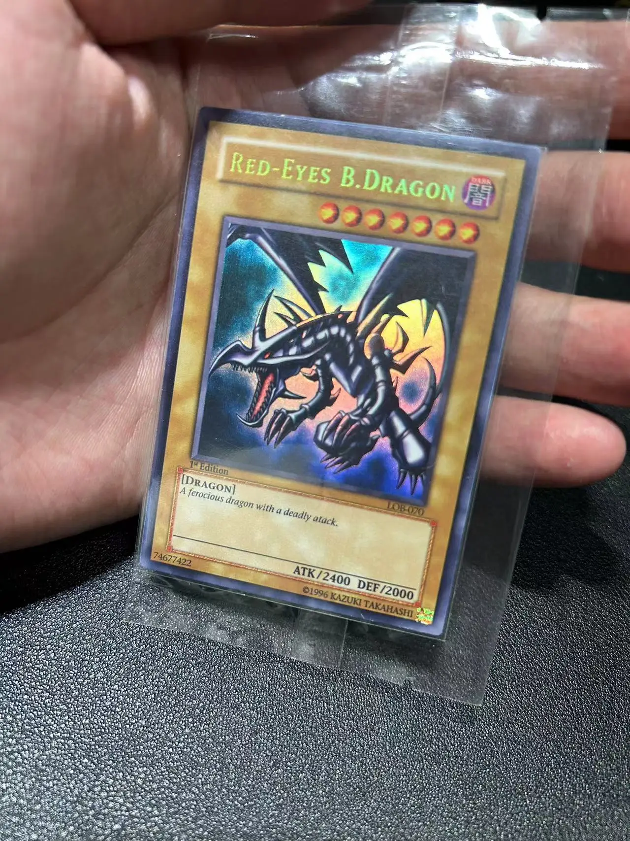 Yu Gi Oh Ultra Rare/UR OCG Red-Eyes Black Dragon (LOB-070) Board Game Japanese Collection customize Card (Not Original)