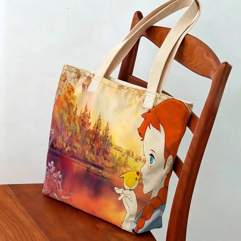 Anne von Green Gables Tragetasche, Studentenhandtasche, Damen-Einkaufstasche, Einkaufs- und Aufbewahrungstasche, Geschenkhandtasche für Mädchen – Detail 10