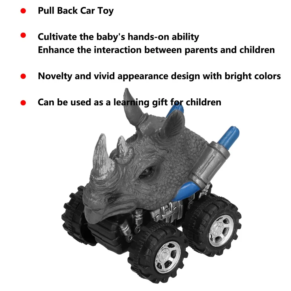 Interactive Pull Back Action Pull Back Car Rhinoceros Shape Four Wheel Drive Car Push Along Rhinoceros Model Car