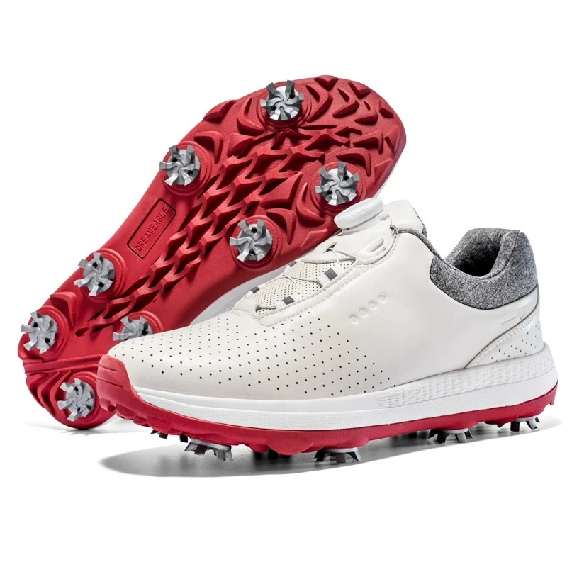 Men's Waterproof Golf Shoes With Rotating Buckle  Non-Slip,  And Breathable Summer Athletic Sneakers Spiked Shoes