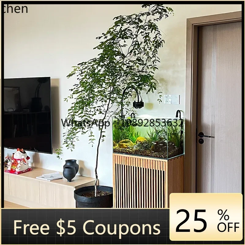 

YG10log wind living room ecological fish tank red oak solid wood bottom integrated landscaping self-circulation tank