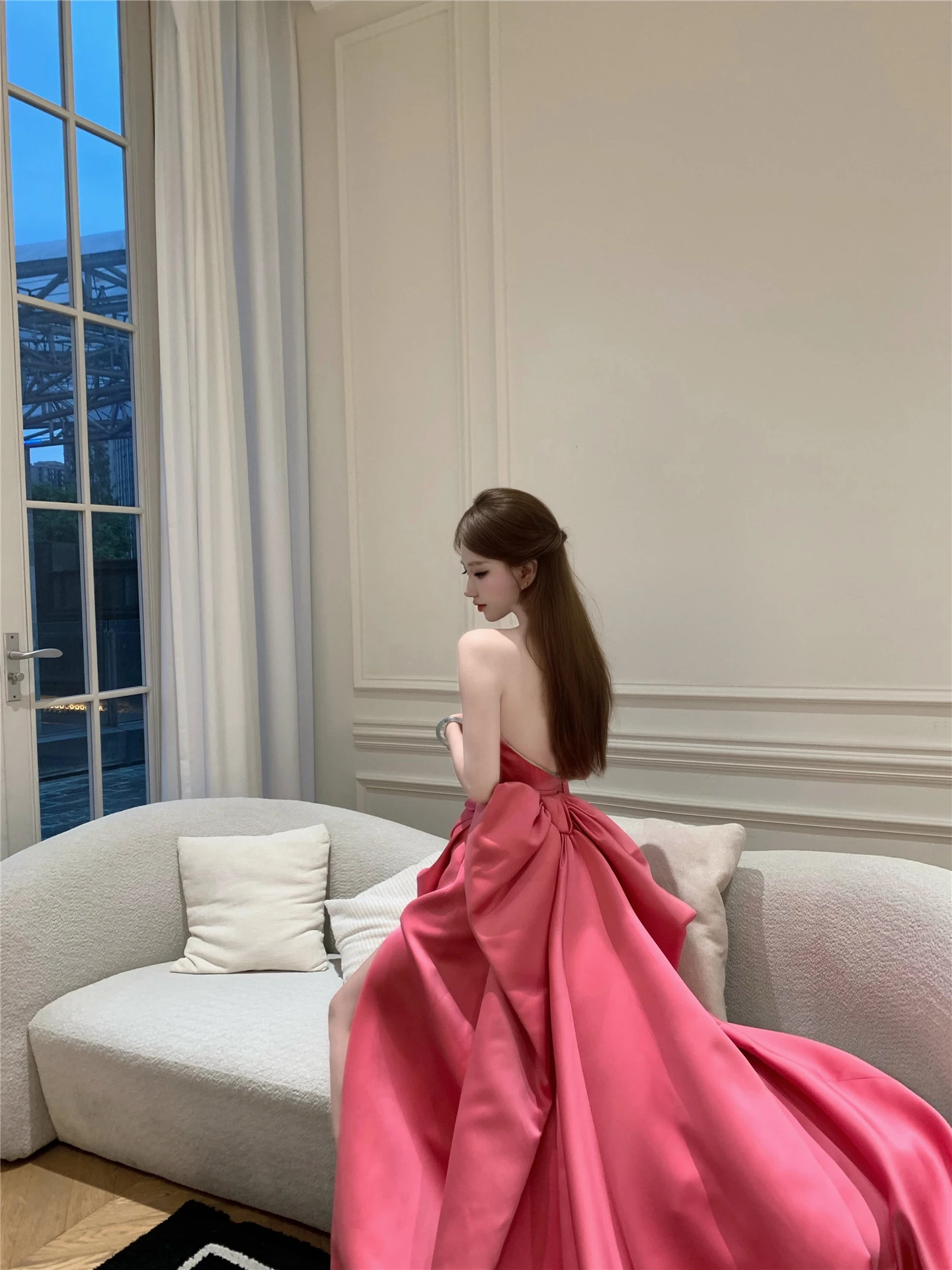 

Ele High-Waist A-Line Long Dr Bal Strapl Wedding Dr Birthday Dr Knot Tail Dr for Women 8-25