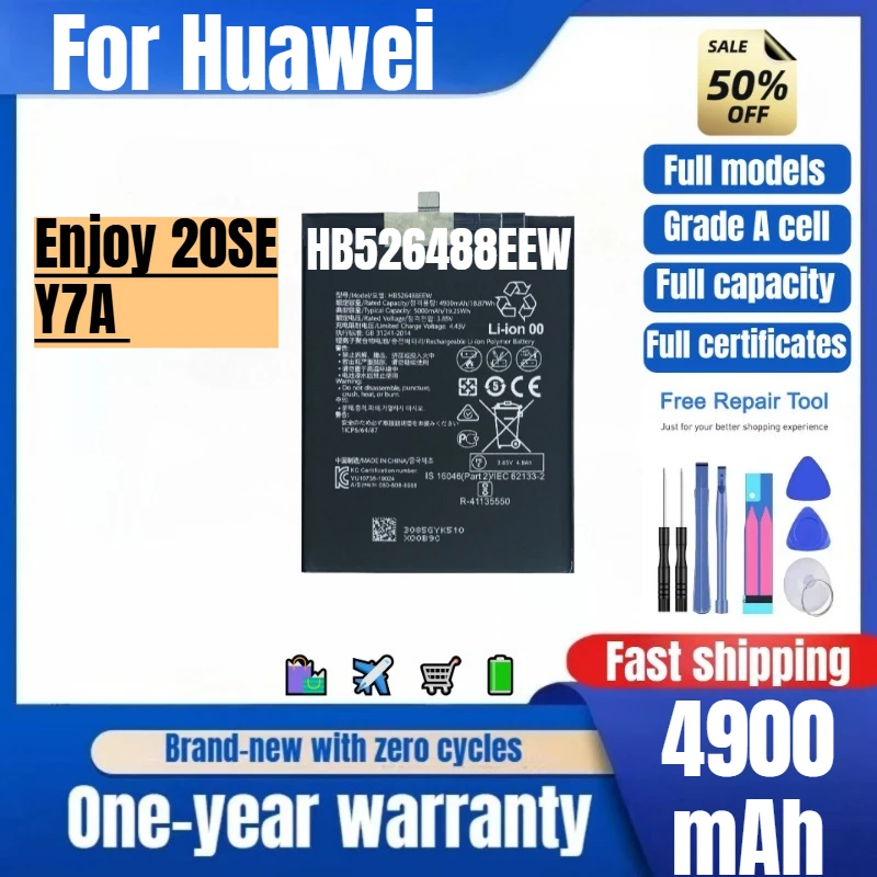 HB526488EEW for Huawei Enjoy 20SE/Y7A Phone Battery  High Quality High Capacity Replacement Bateria Grade A Cell with Tools