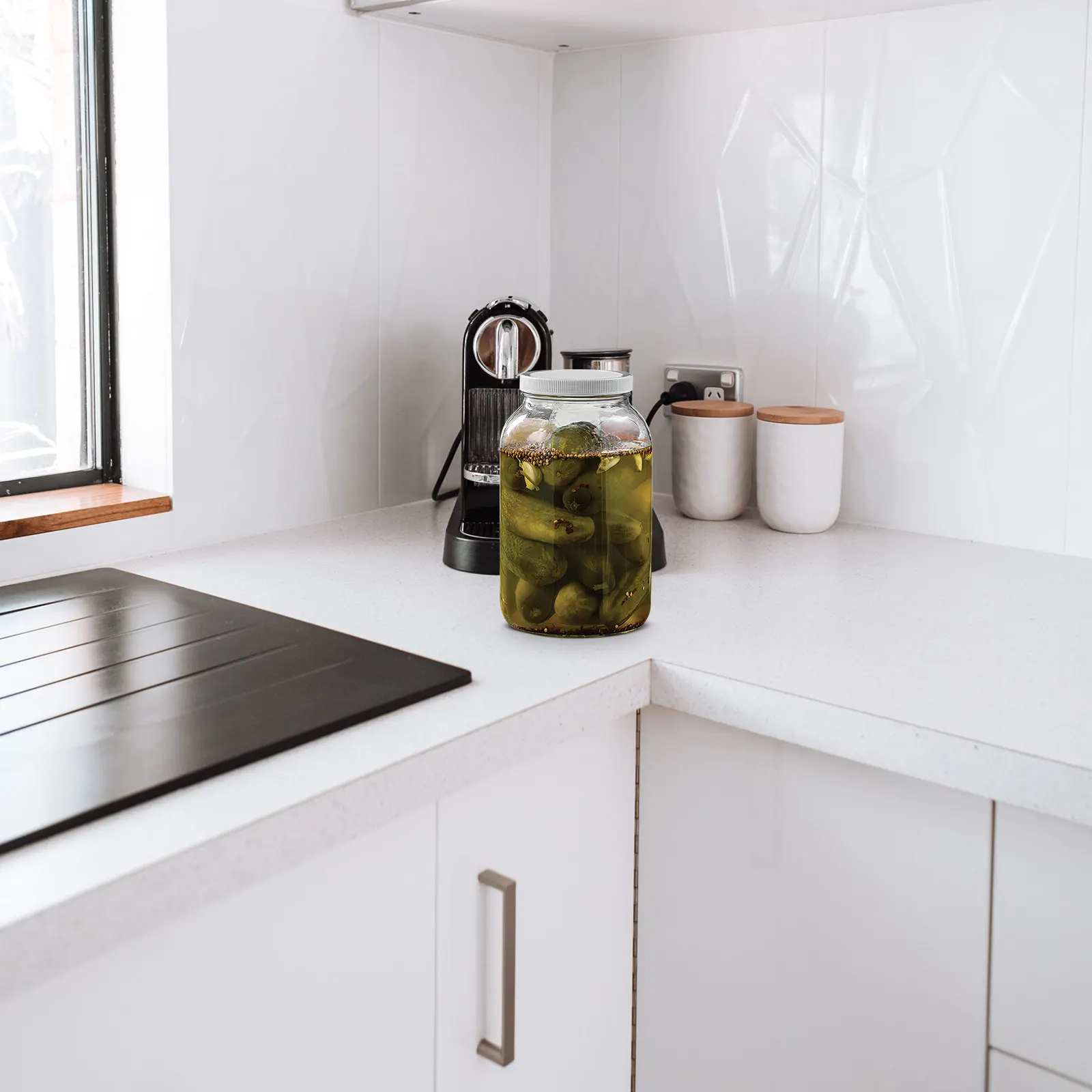 

Large 1 Gallon Glass Jar with Plastic Lid Wide Mouth Storage Jar for Tea Coffee Fermentation Pickling Canning Food Storage