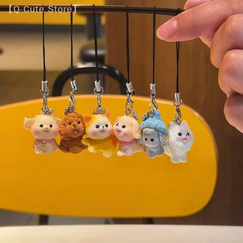 

Creative Tiny Dog Phone Charm Strap Keyring Kawaii Teddy Samoyed Golden Retriever Camera Pendant Lanyard Bag Charms Girls Gift