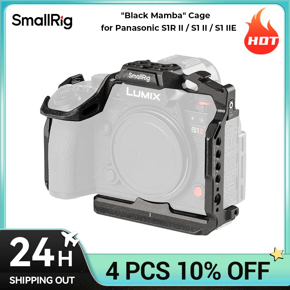 قفص SmallRig "Black Mamba" لباناسونيك S1R II / S1 II / S1 IIE نقاط تركيب متعددة لمقابض الميكروفونات وشاشة الضوء #1