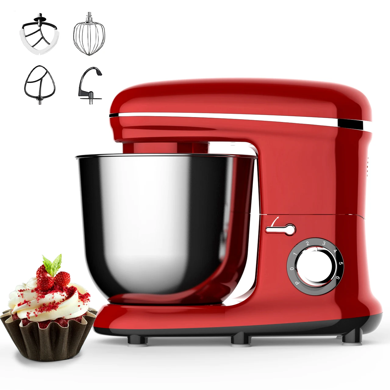 

2026 New ModelKitchen 6-speed Machine Cake xer Machine 5 Litres Cake 1500w Electric Food Stand xer with Rotating Bowl Stand