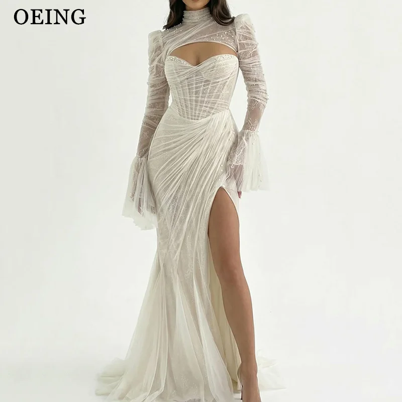 

OEING Sparkly Mermaid Prom Dress Sweetheart Two Pieces High Slit Maxi Gala Evening Dress With Cape vestidos 2026 Customized