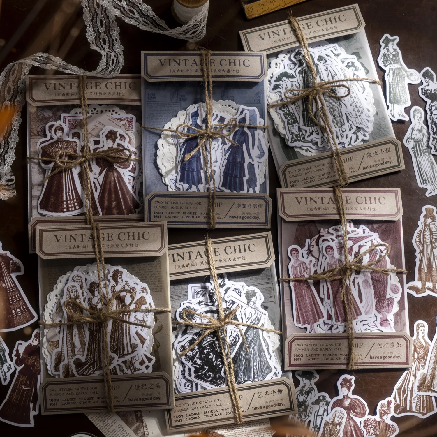 

45 pcs Classical European Stickers figures fashion Diary Album decorative collage material Vintage Scrapbooking accessories