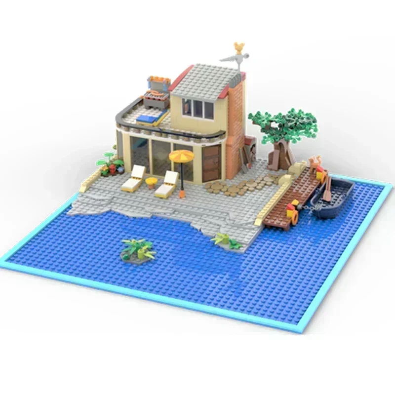Stad Street View Model Moc Bouwstenen Het Cosy Lake House Technologie Modulaire Blokken Geschenken Kerst Speelgoed DIY Sets Montage